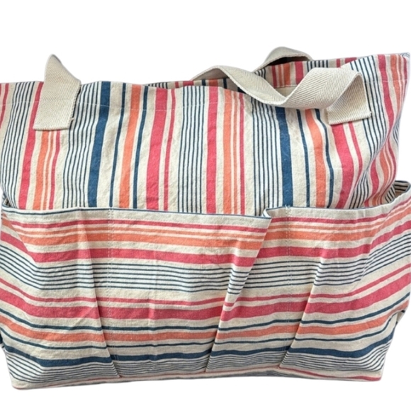 NEW! SALT LIFE Utopia Sea Side Stripe Multi-Pocket Cotton Twill Tote Papaya. - Picture 4 of 4